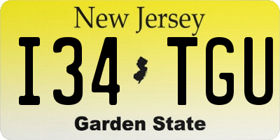 NJ license plate I34TGU