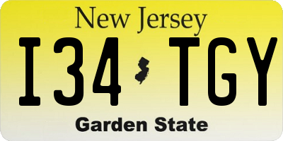 NJ license plate I34TGY