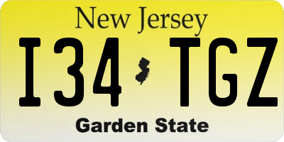 NJ license plate I34TGZ