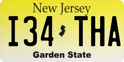NJ license plate I34THA