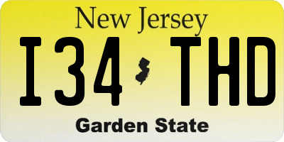 NJ license plate I34THD