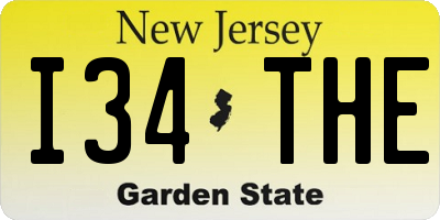 NJ license plate I34THE