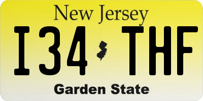 NJ license plate I34THF