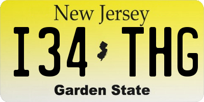 NJ license plate I34THG