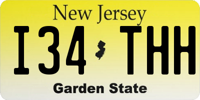 NJ license plate I34THH