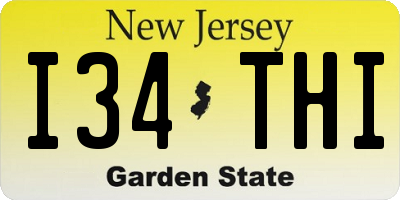 NJ license plate I34THI