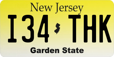 NJ license plate I34THK