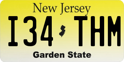 NJ license plate I34THM