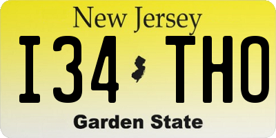 NJ license plate I34THO