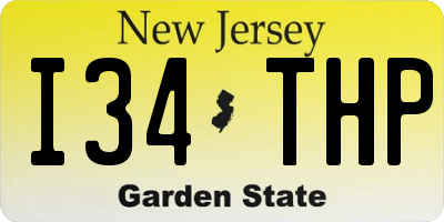 NJ license plate I34THP