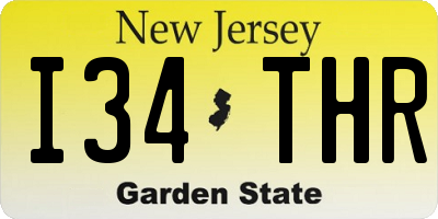 NJ license plate I34THR