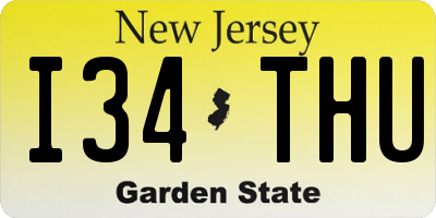 NJ license plate I34THU
