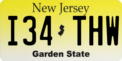 NJ license plate I34THW