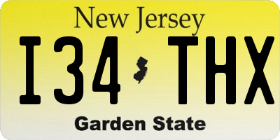 NJ license plate I34THX