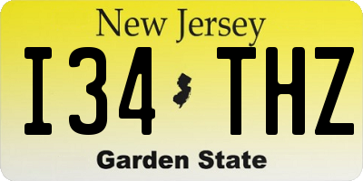 NJ license plate I34THZ
