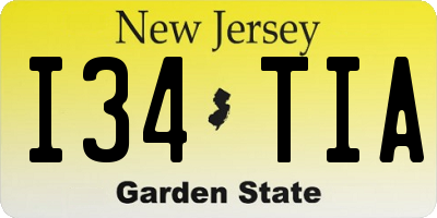NJ license plate I34TIA