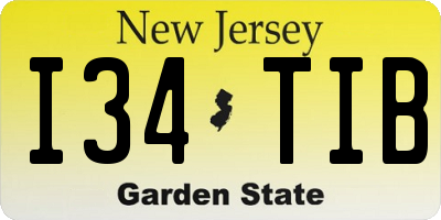 NJ license plate I34TIB
