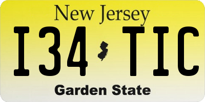 NJ license plate I34TIC