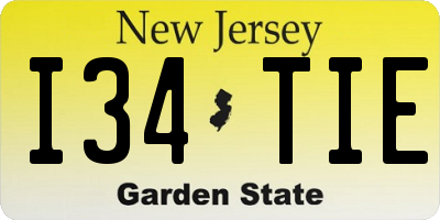NJ license plate I34TIE