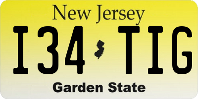 NJ license plate I34TIG
