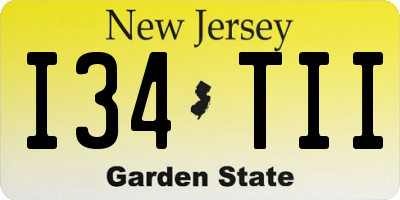 NJ license plate I34TII