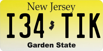 NJ license plate I34TIK