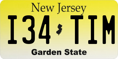 NJ license plate I34TIM