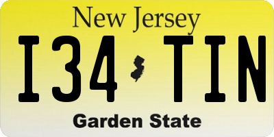 NJ license plate I34TIN