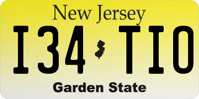 NJ license plate I34TIO