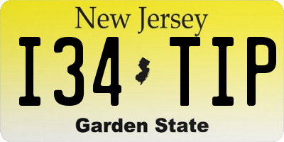 NJ license plate I34TIP