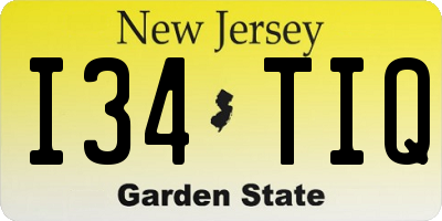NJ license plate I34TIQ