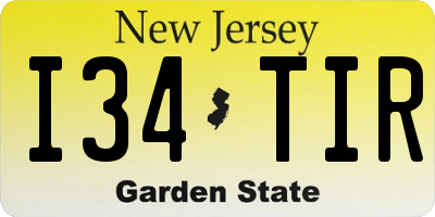 NJ license plate I34TIR