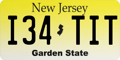 NJ license plate I34TIT