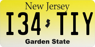 NJ license plate I34TIY