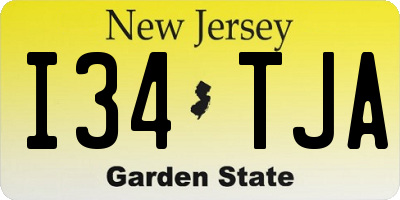 NJ license plate I34TJA