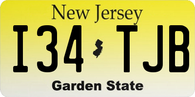 NJ license plate I34TJB