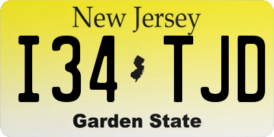 NJ license plate I34TJD