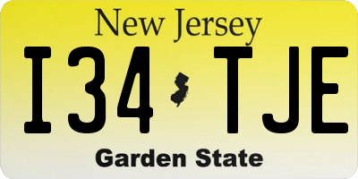 NJ license plate I34TJE