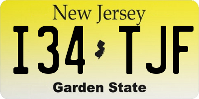 NJ license plate I34TJF