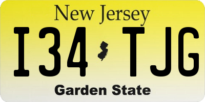 NJ license plate I34TJG