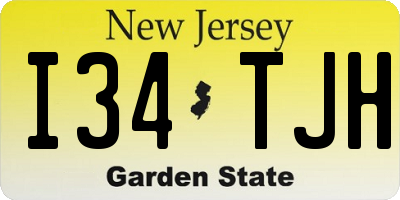 NJ license plate I34TJH