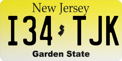 NJ license plate I34TJK