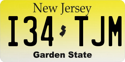 NJ license plate I34TJM