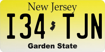 NJ license plate I34TJN