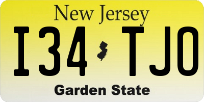 NJ license plate I34TJO