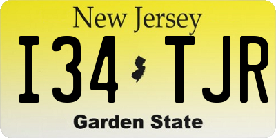 NJ license plate I34TJR