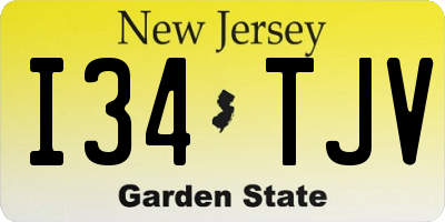 NJ license plate I34TJV