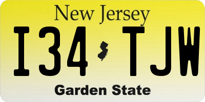 NJ license plate I34TJW