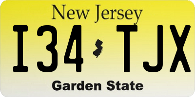 NJ license plate I34TJX
