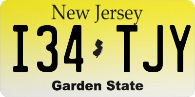 NJ license plate I34TJY
